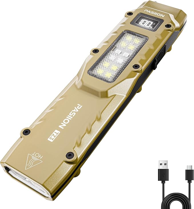 EDC Tactical Flashlight, Flat Flashlights Rechargeable,Dual-Switches LED Small Flashlight with