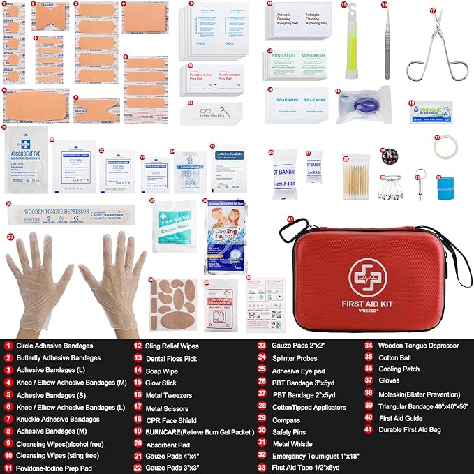 Premium First Aid Kit, 320 Piece Waterproof Hard Shell Eva First Aid Kit for Home, Camping, Cars