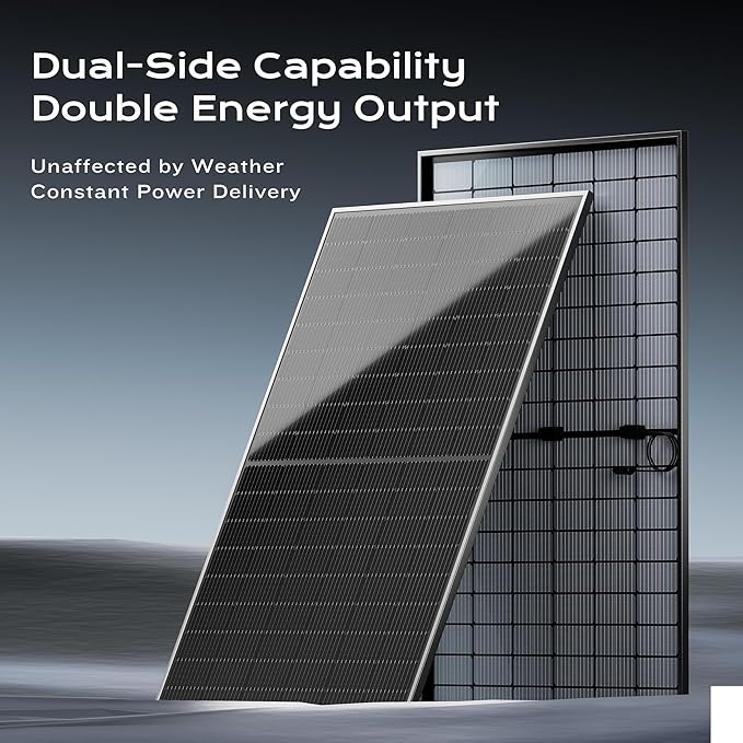 EPOCH 400W Bifacial Solar Panels,N-Type Class A 12/24 Volt Monocrystalline Solar Panel