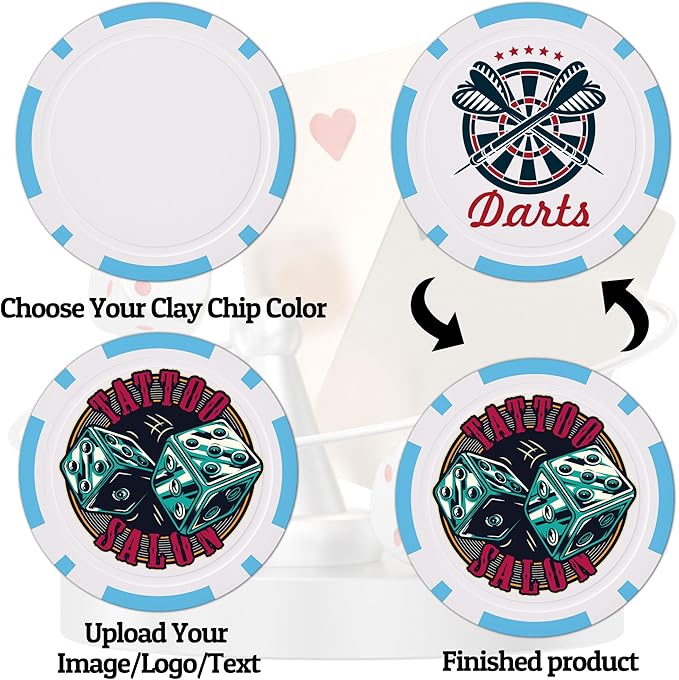 Custom Clay Poker Chips, 11.5Gram Personalized Poker Chips with Full Color Logo,Casino-Grade Monte