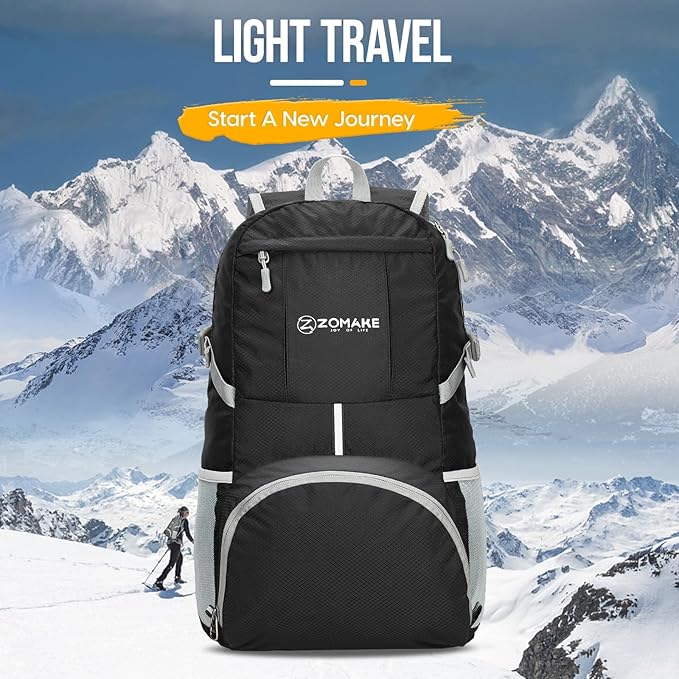 ZOMAKE Lightweight Packable Backpack 35L, Light Foldable Backpacks Water Resistant Collapsible