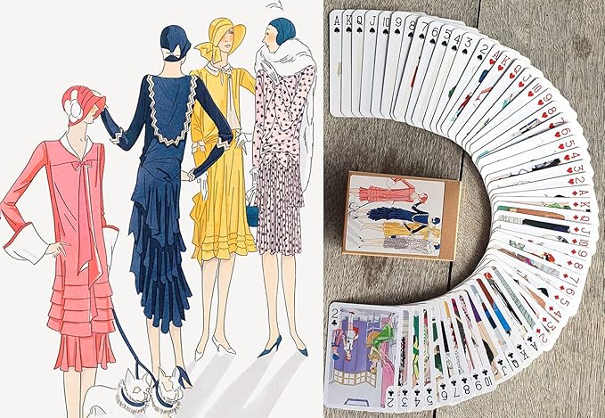 Art Deco Fashion Playing Cards (Poker Deck 54 Cards All Different) Vintage Fashion Belle Epoque Art
