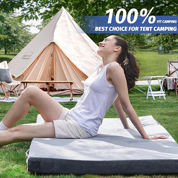 CYMULA CertiPUR-US Memory Foam Camping Mattress Pad, Portable Foam Sleeping Pad for Camping, Roll