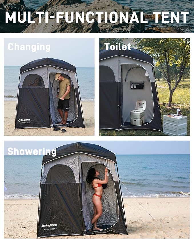 KingCamp Shower Tent, Portable Privacy Tent Outdoor Camping 1/2 Room Toilet Tents with Shower Bag &