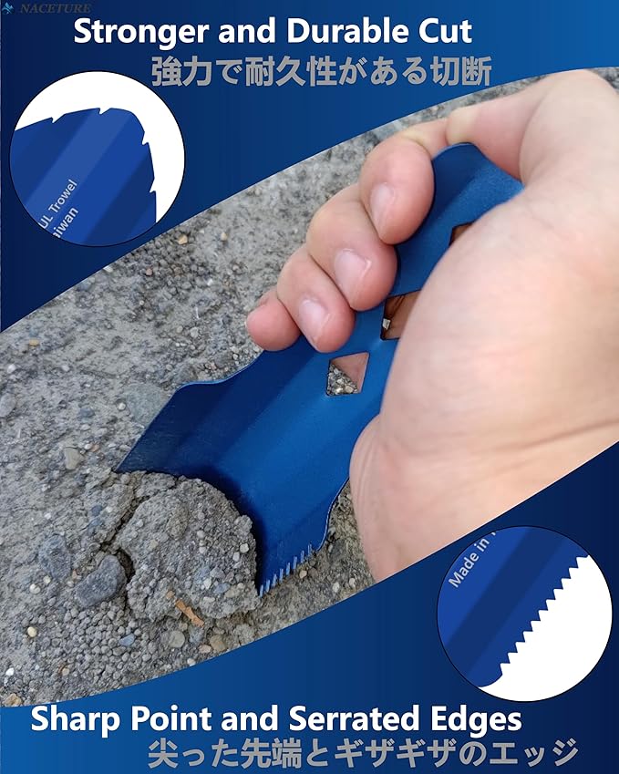 NACETURE Ultralight Backpacking Trowel Aluminum Shovel Small Potty Multitool with Longer Handle