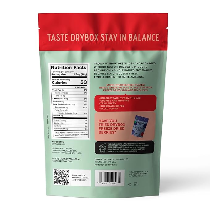 Drybox Freeze Dried Strawberries Sliced | 100% Natural Fruit | Freeze Dried Strawberry Source | No