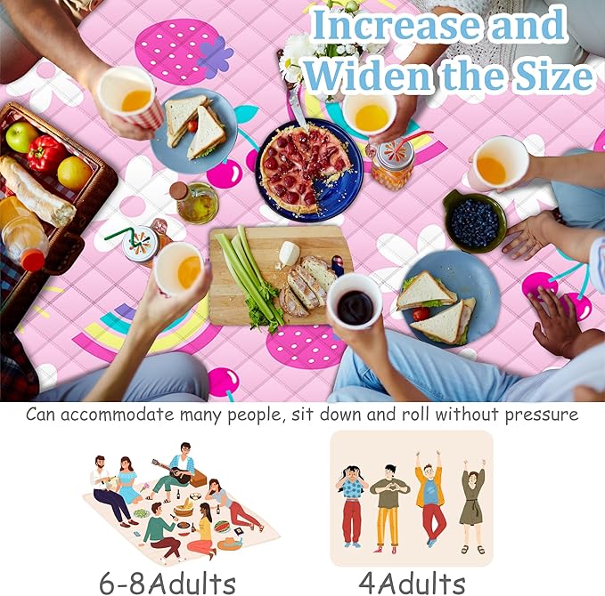 Extra Large Picnic Blanket Waterproof,80"x 80"Foldable Machine Washable Beach Blankets,Outdoor