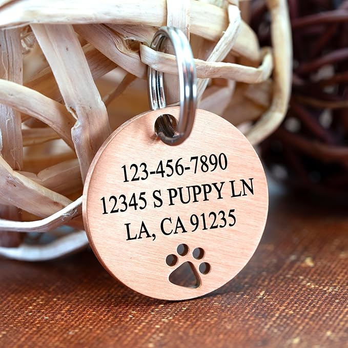 Ultra Joys Dog Tags Personalized for Pets - Hollow Paw Custom Pet ID Tag - Engraved Dog Tag for