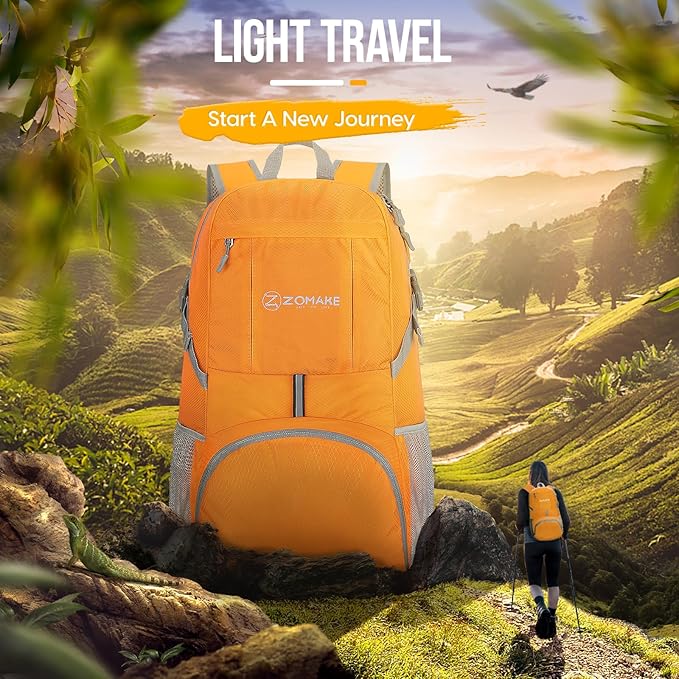 ZOMAKE Lightweight Packable Backpack 35L, Light Foldable Backpacks Water Resistant Collapsible