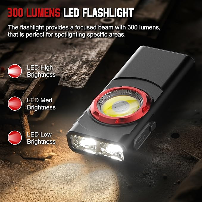 EDC Flashlight Rechargeable, 700 Lumens Mini LED Flashlight with 8 Modes Dual Light Sources