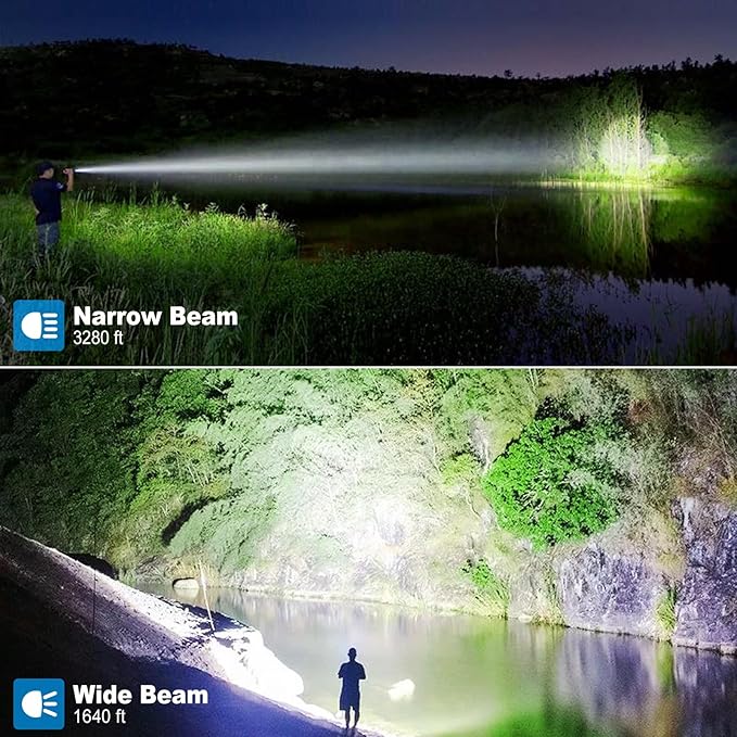 Cinlinso Rechargeable LED Flashlights High Lumens 2 Pack, 90000 Lumen Super Bright Flashlight, 7