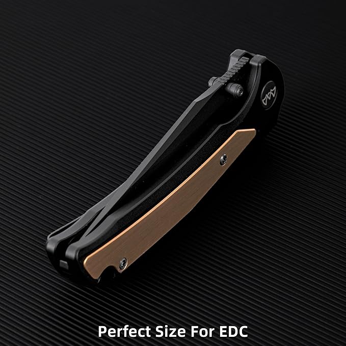 EDC Pocket Knife, 3.6" 14C28N Aluminium With Steel Inlay Handle, Folding Knife for Camping Hiking