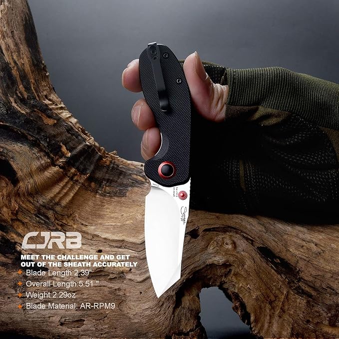 CJRB Maileah Pocket Knife with 2.39?™â€?AR-RPM9 Powder Steel Blade Folding Knife with G10 Handle