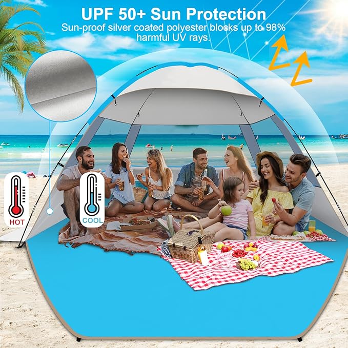 Gorich Beach Tent Sun Shelter for 3/4-5/6-7/8-10 Person with UPF 50ï¼?UV Protection, Lightweight &