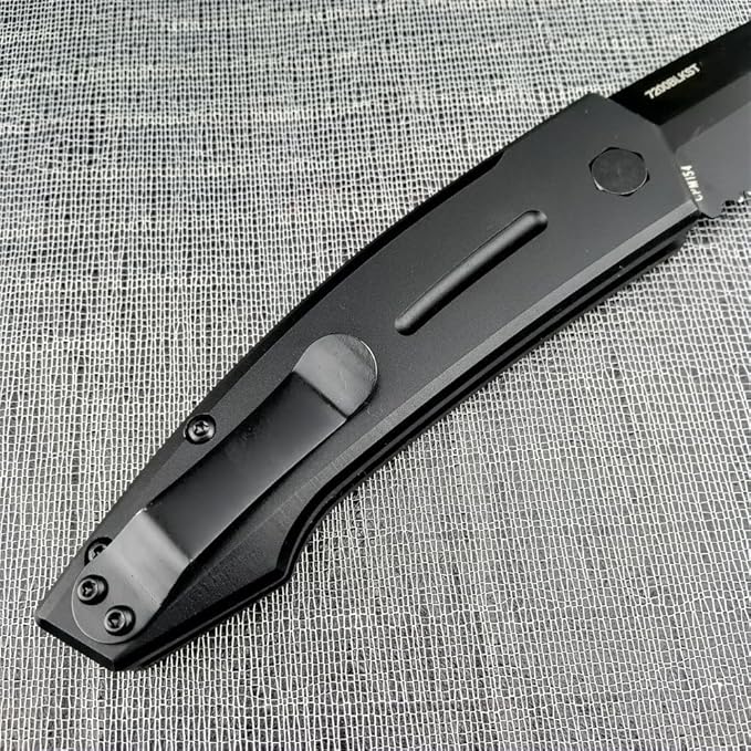 3.31'' D2 Steel Blade Aluminum Handles Speed Safe Botton Fast Opening Folding Knife with Pocket