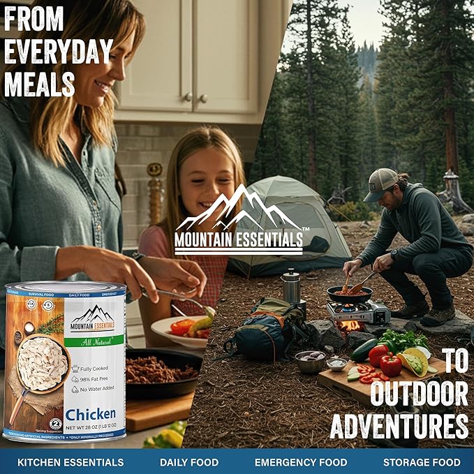 MOUNTAIN ESSENTIALS Fully Cooked Canned Chicken 28 Oz ??White Meat for Daily Meals, Camping &