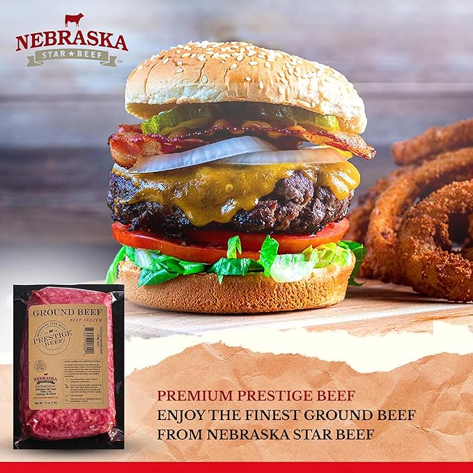 Nebraska Star Beef Angus Ground Beef (10-1lb packages) -Prestige, ground beef, frozen hamburger