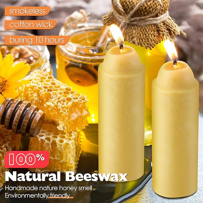 15 Pcs 15H Natural Beeswax Candles for Candle Lanterns, Emergency Candle for Outdoor Survival