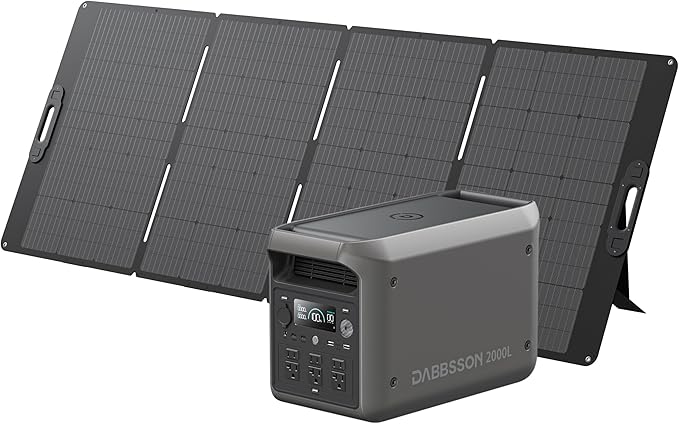 DABBSSON 2000L Solar Generator with 420W Solar Panel, 2048Wh Semi-Solid LiFePO4 Battery w/6 2200W