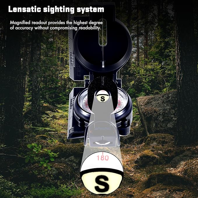Eyeskey Multifunctional Military Sighting Navigation Compass Impact Resistant & Waterproof Compass