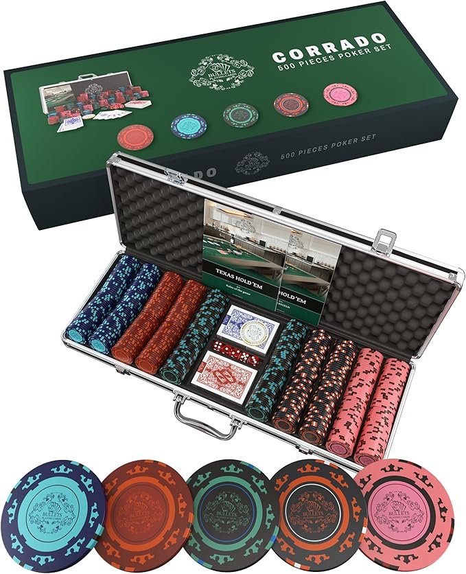 Bullets Poker Set ??Complete Chip Set with Case, Playing Cards, Dices, and Travel Case
