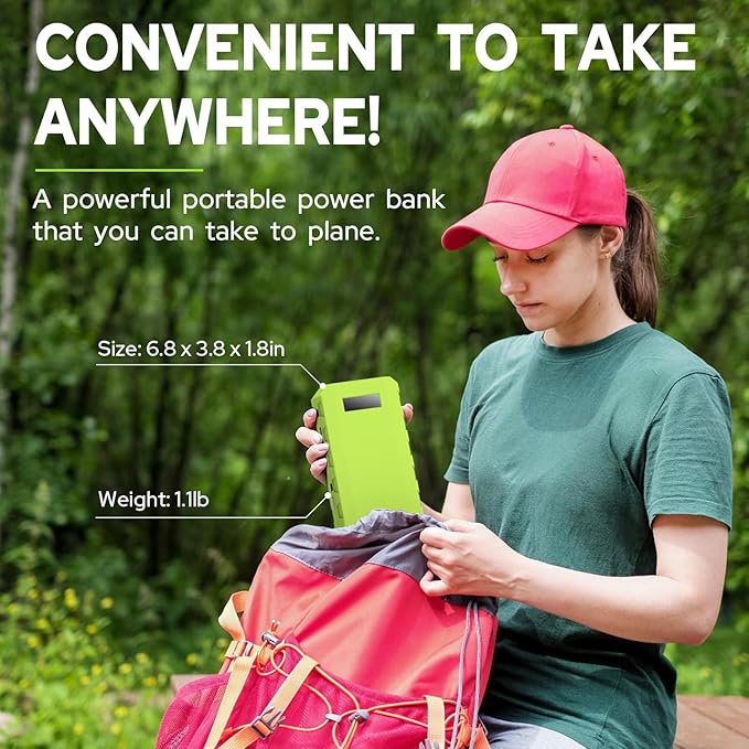 powkey Portable Power Station with AC Outlet, 65W/110V External Battery Pack 24000mAh/88.8Wh Power