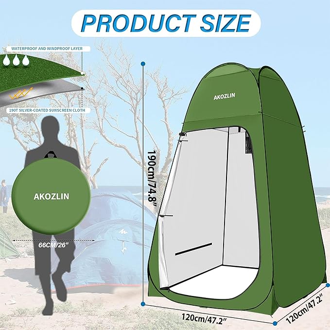 AKOZLIN Portable Pop Up Shower Tent Instant Privacy Dressing Changing Tent Outdoor Shower Room Camp