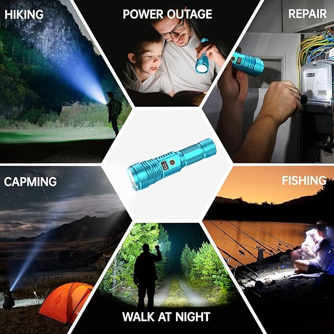 Flashlights High Lumens Rechargeable, LED Super Bright Flash Light Long Beam, Zoomable Linternas