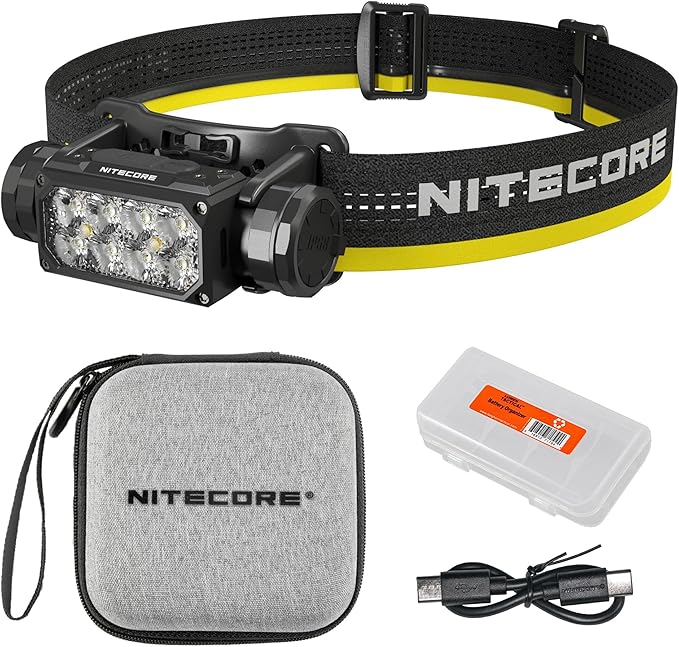Nitecore HC65 UHE Headlamp, 2000 Lumen Max Heavy Duty Metal, USB-C Rechargeable with White, Red
