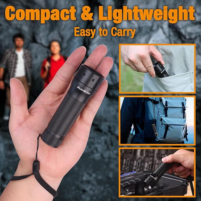 EverBrite Mini LED Flashlight, Zoomable High Lumens 350LM, 3 Modes, 3AAA Batteries Included