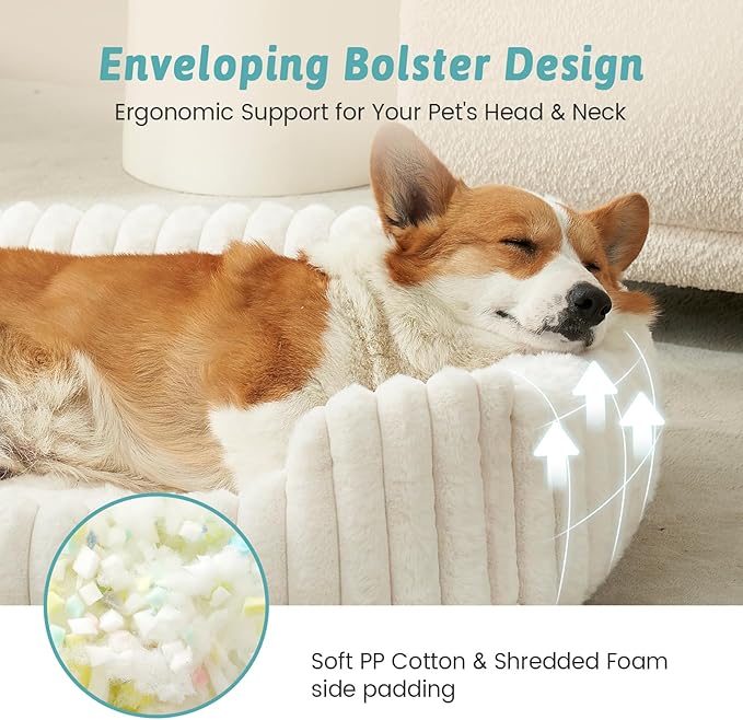 Orthopedic Dog Bed for Small Dogs & Cats - Washable Rectangle Pet Bed with Anti-Slip Bottom, Soft