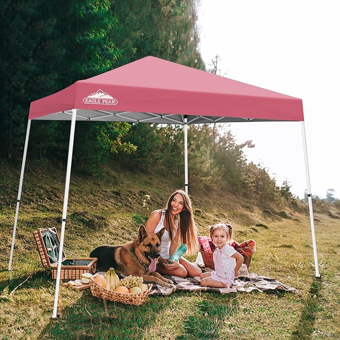 EAGLE PEAK 10x10 Slant Leg Pop-up Canopy Tent Easy One Person Setup Instant Outdoor Beach Canopy