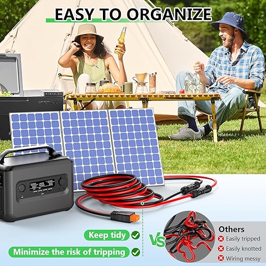 Solar to XT60i Extension Cable 10AWG 3FT XT60i Solar Charging Cable Connector for RV Foldable Solar
