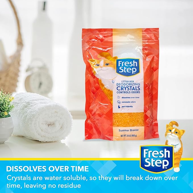 Fresh Step Cat Litter Crystals in Tropical Summer Breeze Scent - Cat Litter Box Deodorizer