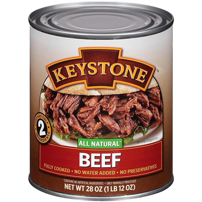 Keystone Meats All Natural Heat and Serve Canned Beef 28 oz ??Fully Cooked Canned Meat ??Ready to