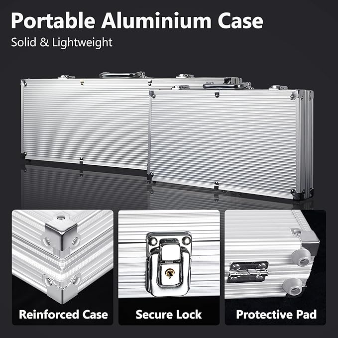 SHANTRA 500 PCS Poker Chips Poker Sets with Aluminum Case, Texas Hold?™Em Poker Set with 11.5 Gram