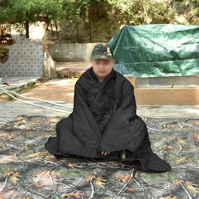 Poncho Liner Military Insulation Outdoor Camping Blanket for Travel, Beach, Grass, Picnic, Car