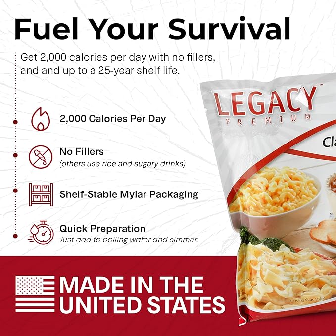 Legacy Food Storage 60 Serving Emergency Food Supply Bucket, 12 Entrees, 23,400 Total Calories