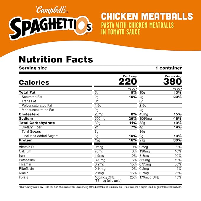 SpaghettiOs Canned Pasta with Chicken Meatballs, 15.6 oz Can