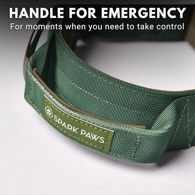 Spark Paws Tactical Dog Collar - Heavy Duty, Premium Quality, Thick and Durable for Large and