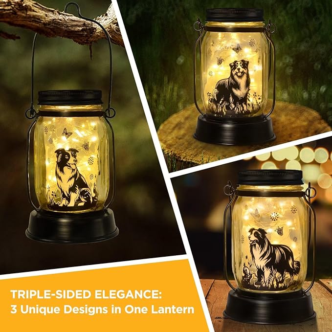 Border Collie Gifts for Women/Men Border Collie Solar Lanterns Dog Mom Birthday, Dog Lovers
