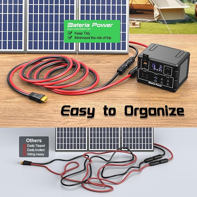 Bateria Power Solar to XT60 Charge Extension Cable with Solar Connectors Caps, Combined Wire Solar