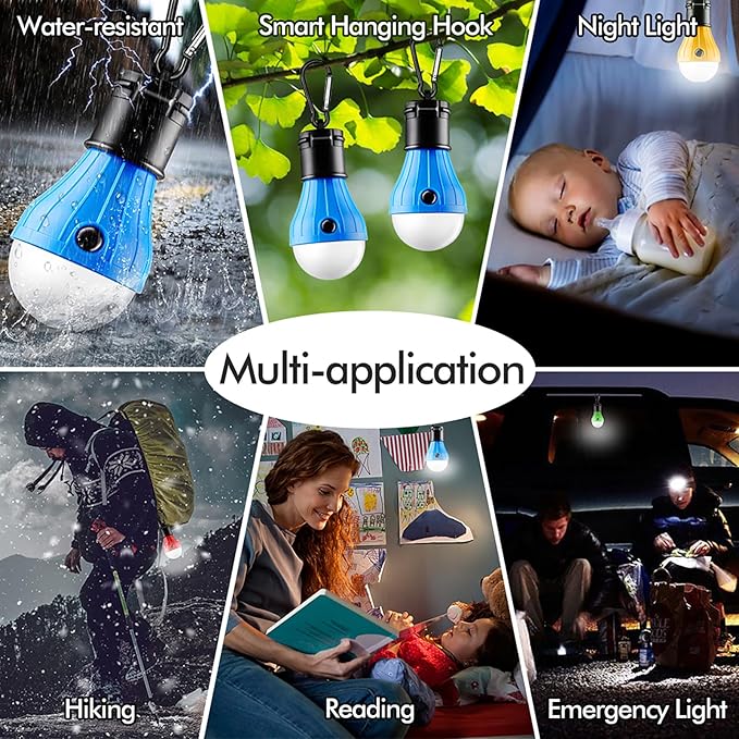 Tent Lamp Portable LED Tent Lights Blue 5 Packs Hook Hurricane Emergency Lights LED Camping Lights