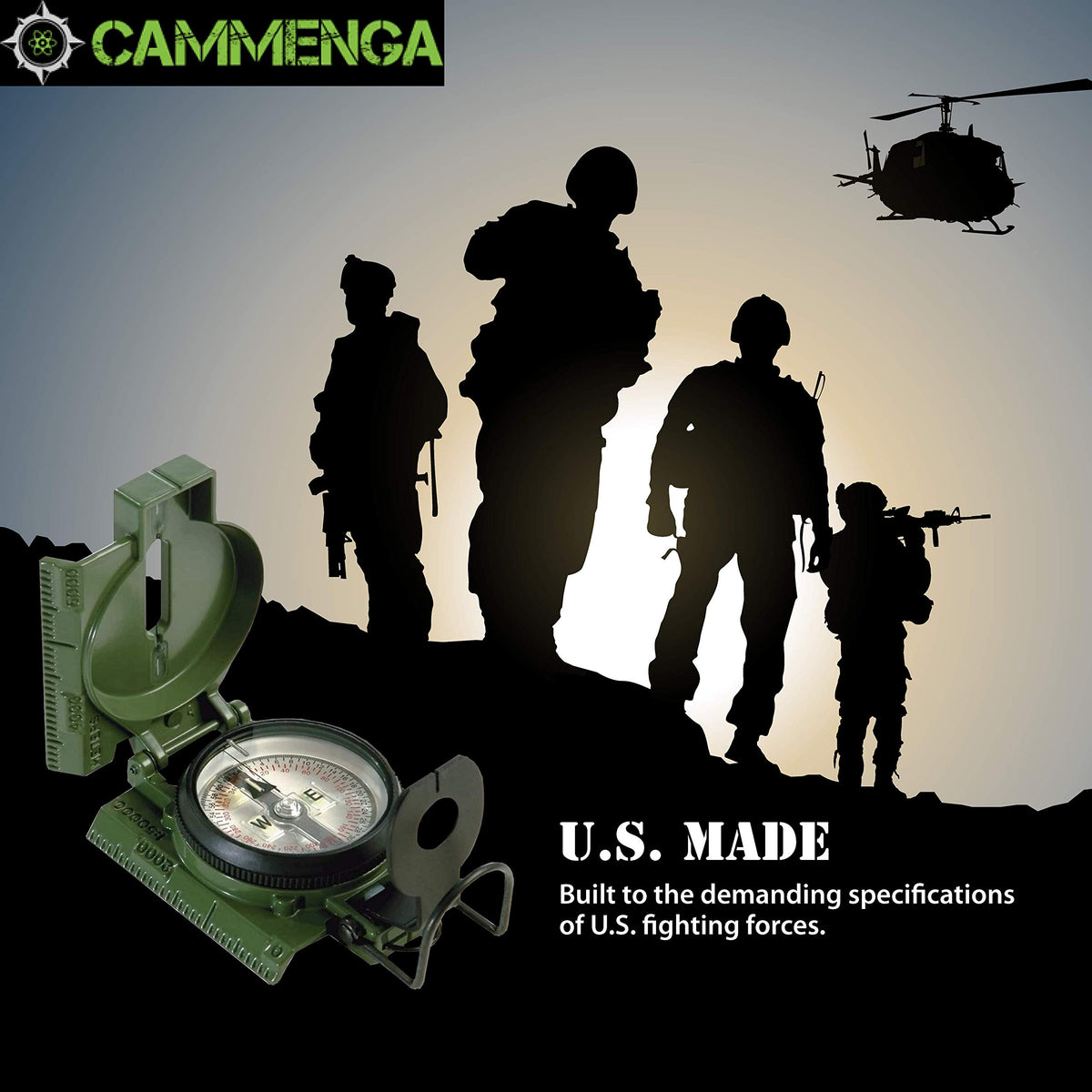 Cammenga 3H Tritium Military Lensatic Compass with Pouch, Olive Drab