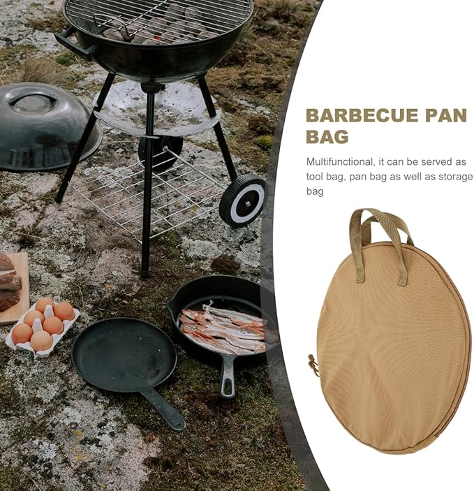 Garneck Outdoor Cast Iron Skillet Storage Bag Portable Frying Pan Pouch for Camp Cooking Convenient