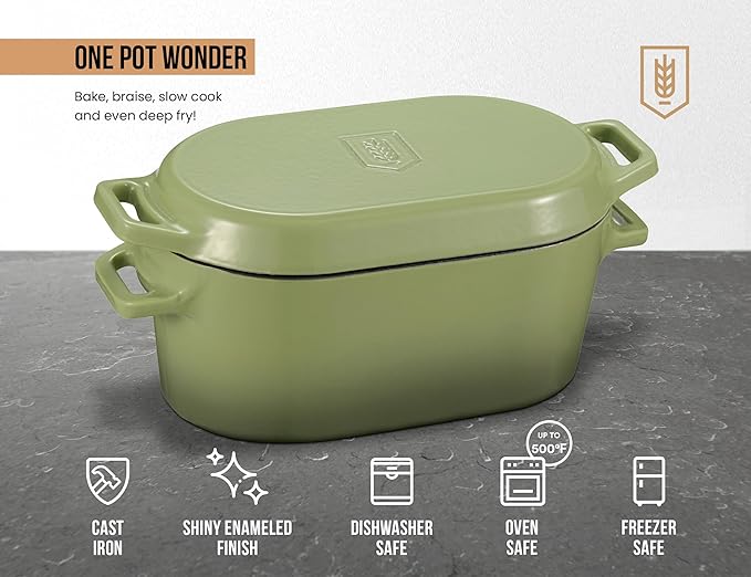 Kook Dutch Oven, for Bread Baking, Sourdough Loaf Pan, Dual Handles, Enameled Cast Iron, with