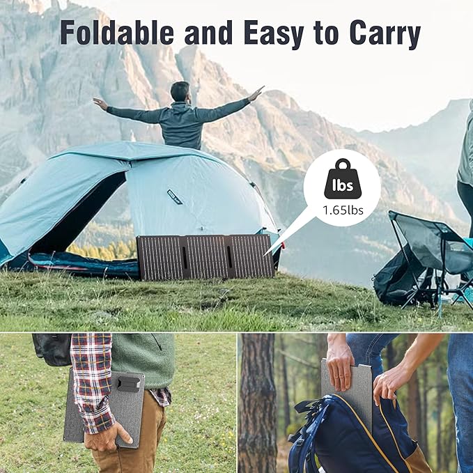 Portable Solar Panel Charger 30W, Foldable Solar Panel Kit with DC/USB C/USB A Output for Power