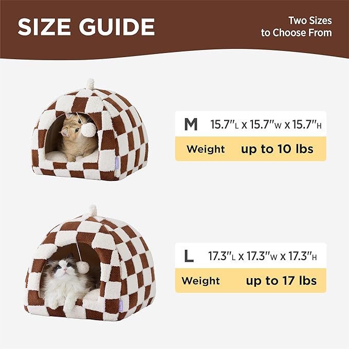 Lesure Cute Cat Beds for Indoor Cats - 2 in 1 Cat Cave Bed for Kittens and Small Pets, House with