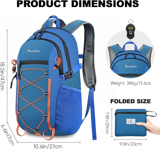 Seektop 20L Foldable Waterproof Hiking Backpack, Ultralight Small Lightweight Daypack Packable