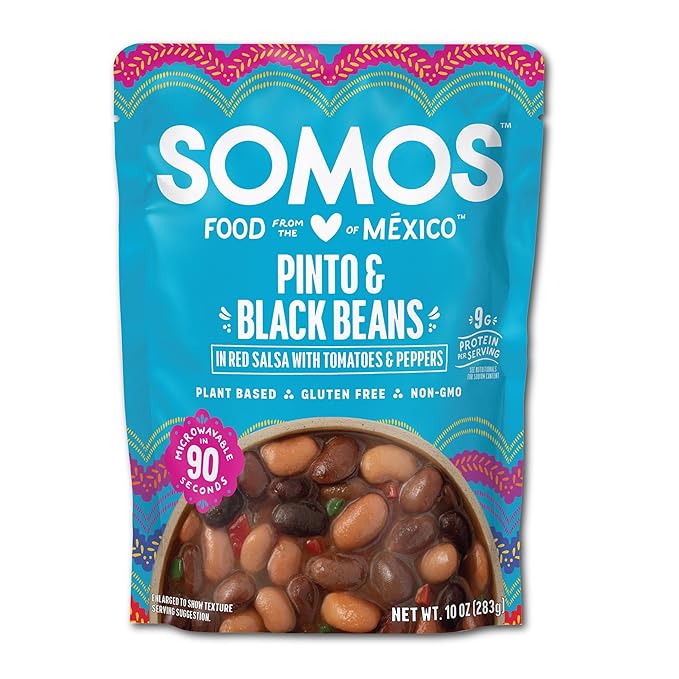 SOMOS Pinto & Black Beans - Gluten Free, Non-GMO, Vegan Ready-to-Eat Microwavable Meals
